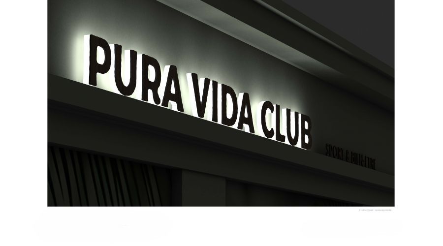 Pura Vida Club – Signature lumineuse bois