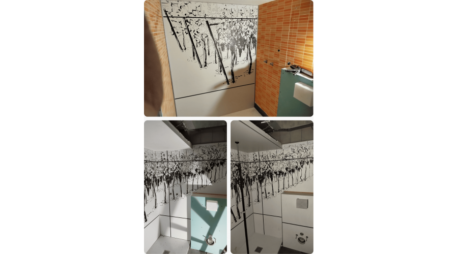 IBIS Styles Cognac – Rénovation intérieure - pose sur mesure habillages salle de bain et signalétiques