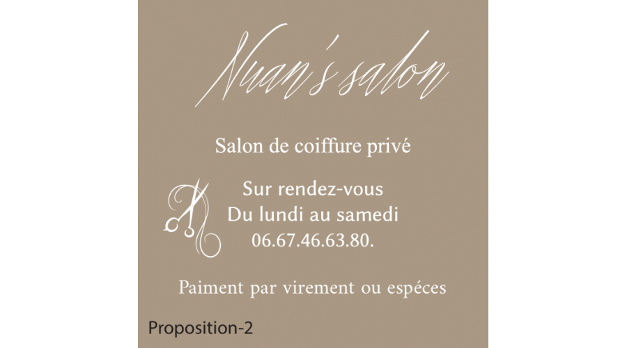 Développement d’une identité visuelle extérieure à travers un dispositif adhésif – Nuan’s Salon