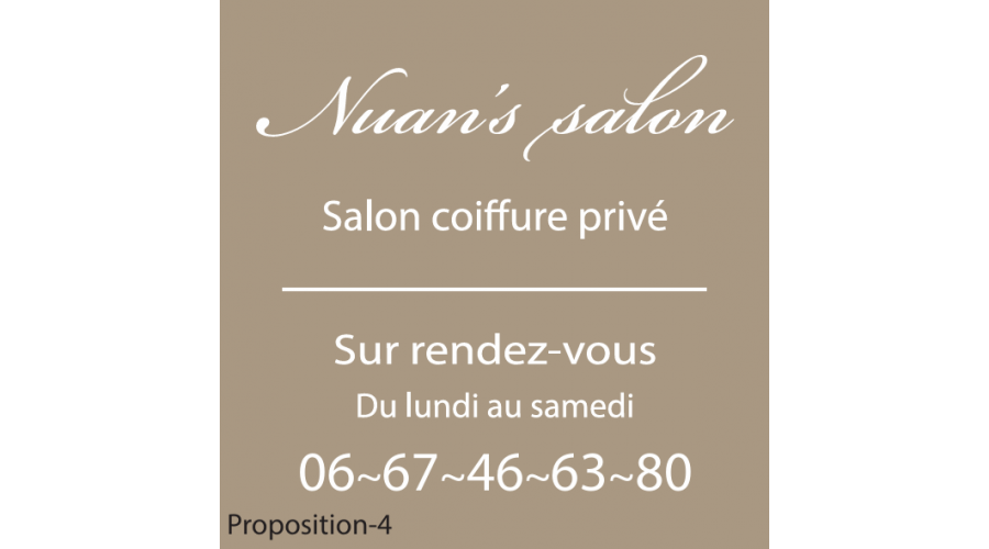Développement d’une identité visuelle extérieure à travers un dispositif adhésif – Nuan’s Salon